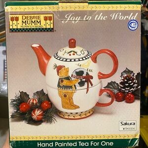 Joy To The World Festive Red and White Tea Set